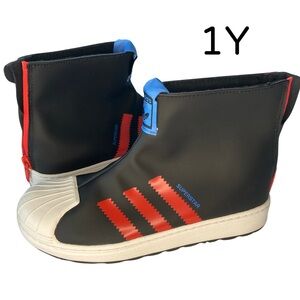 Adidas Superstar 360 Boys Rain Boots Sz 1, 1Y Youth Little Kids, Red Black EUC